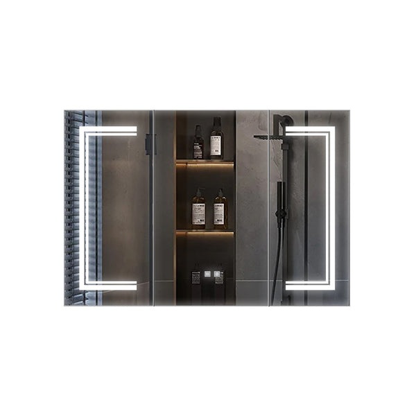 English Elm Mesa Triple Door Led Medicine Cabinet with Defogger Aluminum Frame Bathroom Storage B2731P478365