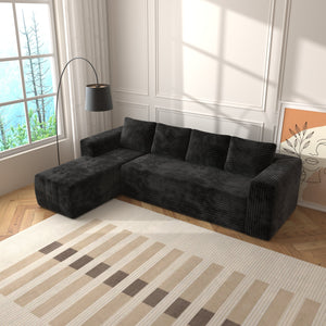 English Elm Cloud Modular Sectional Sofa with Right Chaise, Plush Corduroy, No Assembly, Deep Cloud Comfort W1960S00007