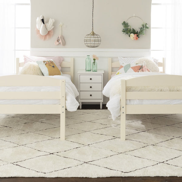 English Elm Walker Edison - Transitional Solid Pine Twin-Over-Twin Bunk Bed Frame with Safety Rails, Ladder & Slat Support White 81 L x 14.76 W x 9.84 H B185P326695