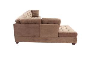 English Elm Living Room Waffle Suede Sectional Sofa Tufted Chaise Reversible Contemporary Style B011S02511