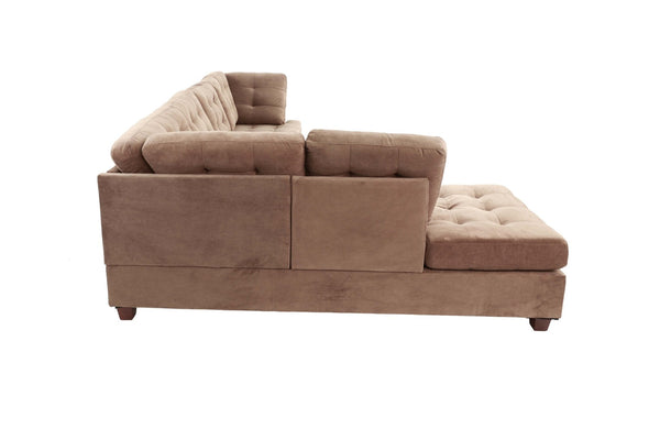 English Elm Living Room Waffle Suede Sectional Sofa Tufted Chaise Reversible Contemporary Style B011S02511