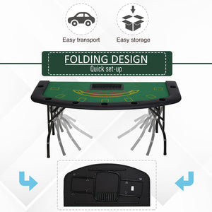 English Elm Soozier Foldable Poker Table, 72" Casino-Style For 7 Players With Cup Holders & Green Felt Surface W2225P217201-GIGA