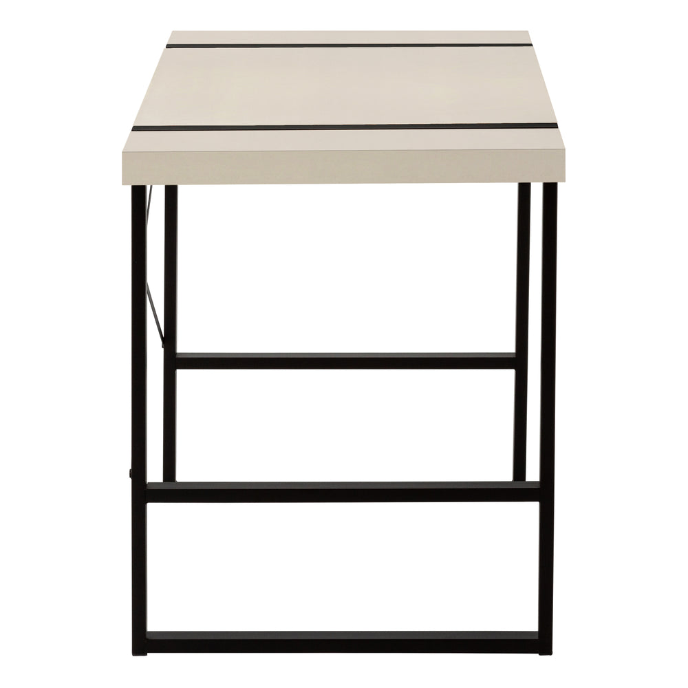 English Elm Computer Desk: Sleek 48" Contemporary Workstation With Beige Laminate & Black Metal Frame For Home Office B2710P219881