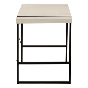 English Elm Computer Desk: Sleek 48" Contemporary Workstation With Beige Laminate & Black Metal Frame For Home Office B2710P219881