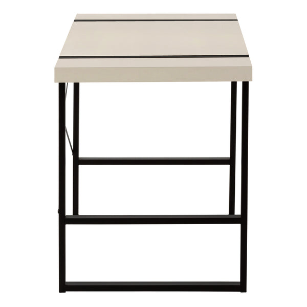 English Elm Computer Desk: Sleek 48" Contemporary Workstation With Beige Laminate & Black Metal Frame For Home Office B2710P219881