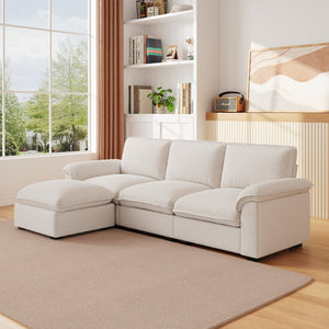 English Elm Cloud Sectional Sofa with Movable Chaise Soft Chenille Upholstery for Modern Living Rooms Beige W1359S00062