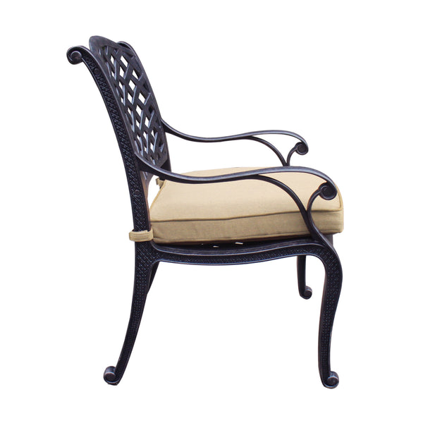 English Elm Cast Aluminum Arm Chair With Weather-Resistant Cushion For Elegant Indoor/Outdoor Dining Comfort B010P278351