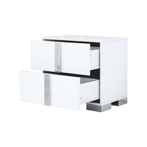 English Elm Elegant Nightstand with Metal Feet and Two Spacious Drawers for Stylish Bedroom and Living Rooms White 28.75 L x 17.75 W x 7.75 H N733P307938W