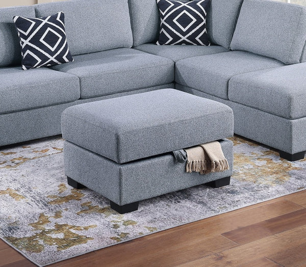 English Elm 3-Piece Boucle Sectional Sofa with Reversible Chaise, Built-In Shelf & Storage Ottoman for Living Rooms Gray 34 L x 26 W x 45 H B011S01777