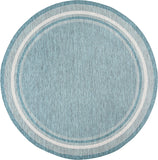 Unique Loom Outdoor Border Soft Border Machine Made Border Rug Teal, Ivory/Gray 10' 8" x 10' 8"