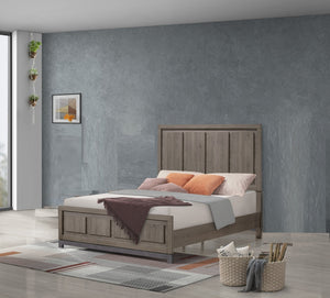 English Elm 1Pc Contemporary Queen Panel Bed - Sleek Grey Oak Finish For Modern Minimalist Bedrooms B2741S00388
