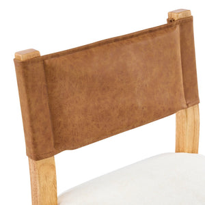 English Elm Mid-century Modern Linen Blend Dining Chairs Rubberwood Legs Sculptural Backrest Set of 2 Beige+Natural,Brown N768P442393N