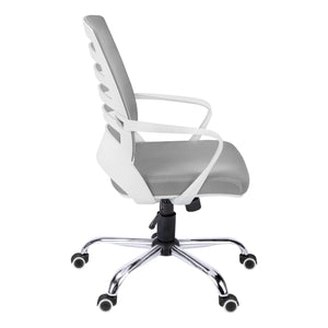 English Elm Office Mid-Back Chair with Breathable Mesh, Ergonomic Curved Support, Padded Wide Seat, Swivel and Height Adjust White 26 L x 13 W x 24 H B2710P219653
