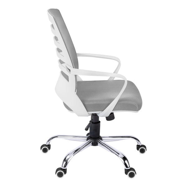 English Elm Office Mid-Back Chair with Breathable Mesh, Ergonomic Curved Support, Padded Wide Seat, Swivel and Height Adjust White 26 L x 13 W x 24 H B2710P219653