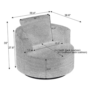 English Elm Compressible Plush 360° Swivel Accent Chair with Pocket Spring Support and Sturdy Wooden Base for Living Room Pink W2339P360553