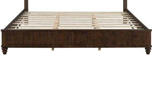 English Elm Queen Solid Wood Panel Bed Warm Grain Headboard Mid-century Transitional Bedroom Frame Walnut W1716P269027