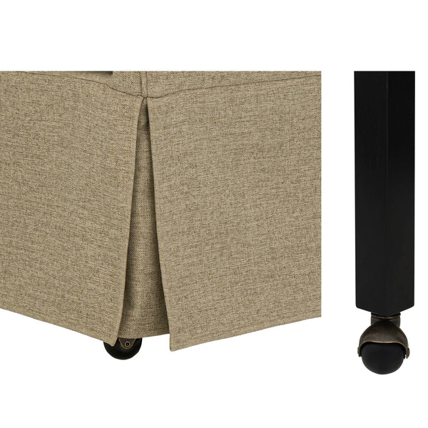 English Elm London Upholstered Skirted Dining Arm Chair with Hidden Casters Beige — Plush 5.5" Cushion, 300 lb Capacity B035P341170