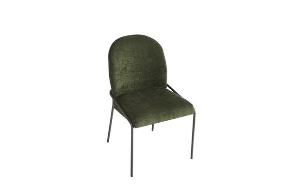 English Elm Modern Curved High Back Dining Chairs with Bronze Iron Frame Linen Upholstery Set of 2 N762P288935F