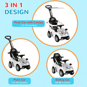 English Elm Qaba 3 in 1 Toddler Ride on Push Car with Canopy Robot Theme and Music W2225P229327