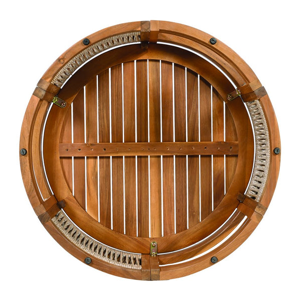 English Elm Christopher Knight Home® - 27.95" Acacia Wood Outdoor Coffee Table Teak — Handwoven Rope, Slatted Boho Design, Weather-Resistant N767P300153A