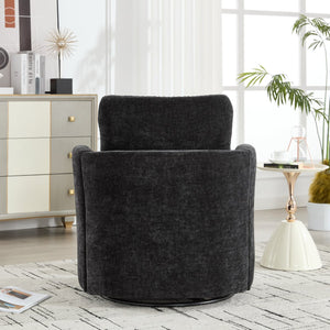 English Elm swivel Chenille Upholstered Office Chair with Metal Turntable, Breathable Durable Wood Frame for Comfort and Style Black W2120P322755
