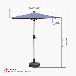 English Elm Rectangle Patio Umbrella With Crank Lift & Tilt, Durable Navy Shade For Outdoor Comfort & Style W1859P320941-GIGA