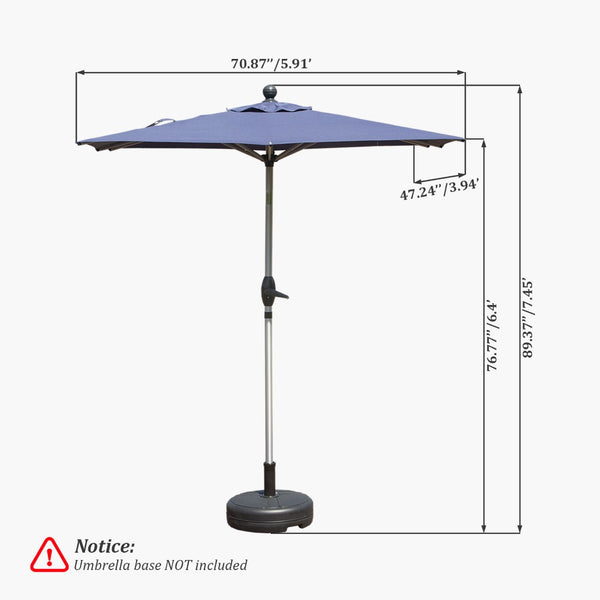 English Elm Rectangle Patio Umbrella With Crank Lift & Tilt, Durable Navy Shade For Outdoor Comfort & Style W1859P320941-GIGA