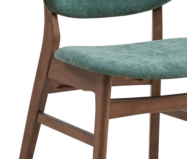 English Elm Bevis Green Upholstered Side Chair Set of 2 with Walnut Finish — Padded, Water & Scratch Resistant, 220lb Capacity B2726P391832