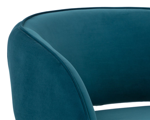 Sunpan Rosalia Contemporary Lounge Chair - Plush Curves and Defined Piping for Stylish Comfort in Any Space Timeless Teal