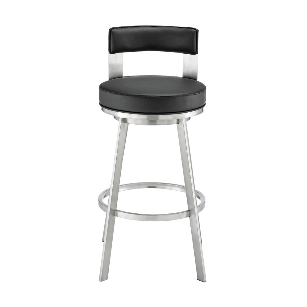English Elm Flynn Swivel Barstool Faux Leather Cushion Matte Black Frame for Kitchen Island B2736P464830