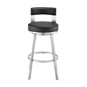 English Elm Flynn Swivel Barstool Faux Leather Cushion Matte Black Frame for Kitchen Island B2736P464830