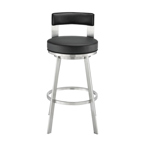 English Elm Flynn Swivel Barstool Faux Leather Cushion Matte Black Frame for Kitchen Island B2736P464830