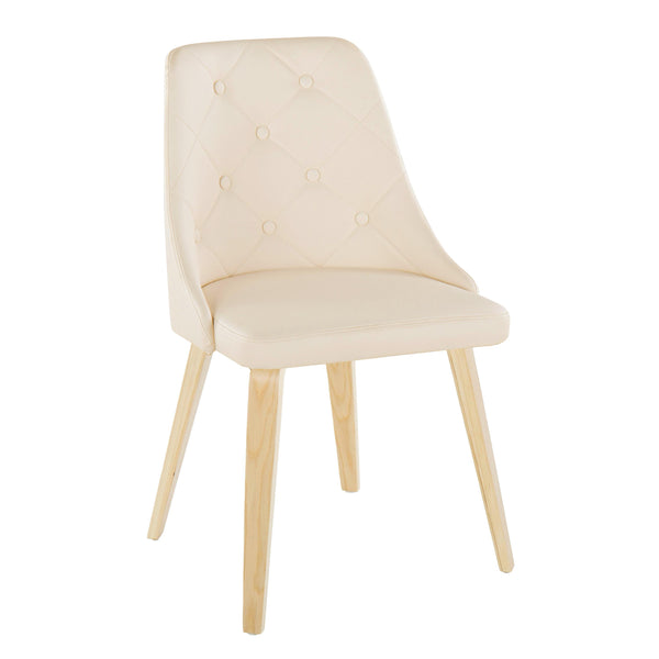 English Elm Giovanni Mid-Century Modern Accent Chairs Set Of 2 – Cream Faux Leather & Durable Bent Wood Legs B202S01248
