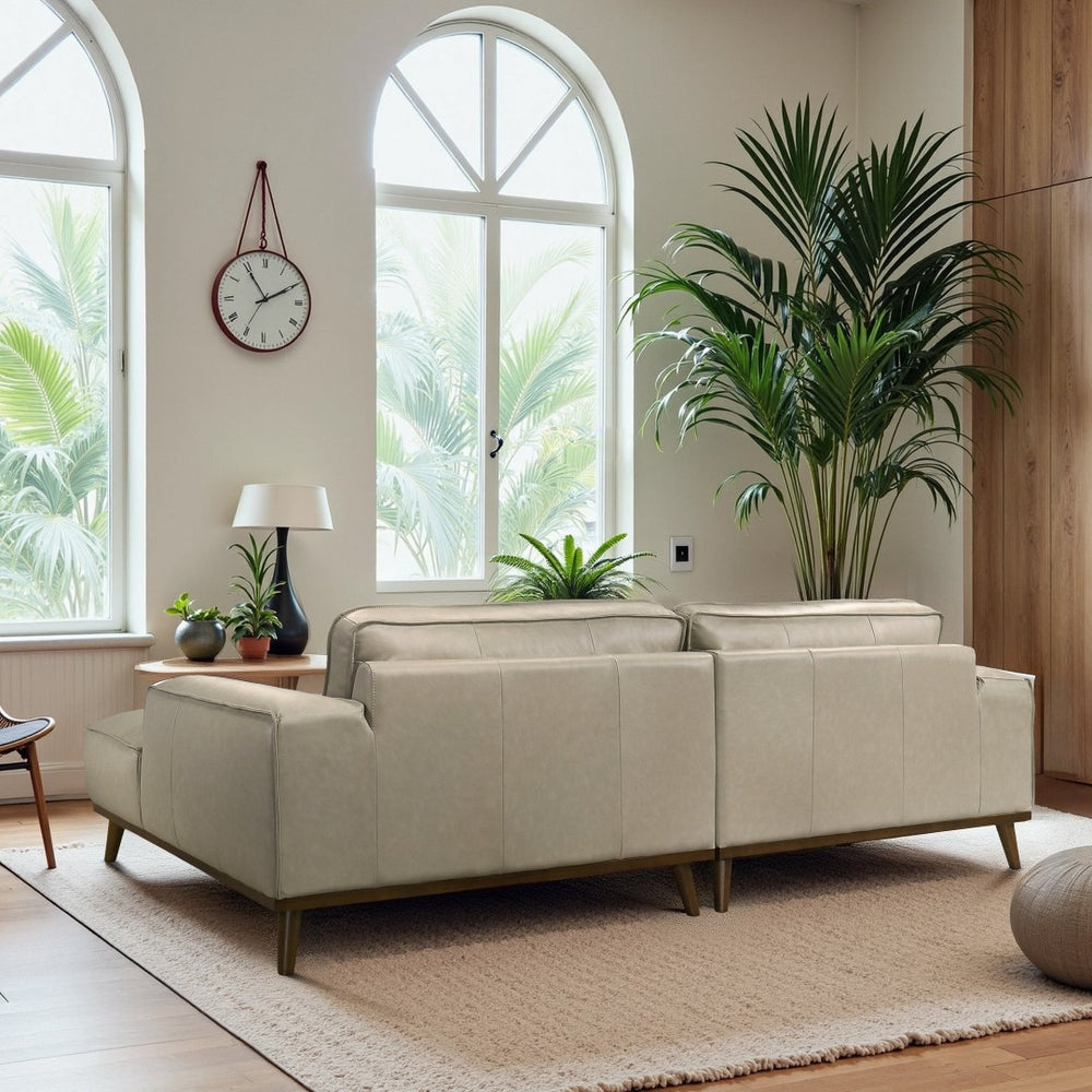 English Elm Kerrville Top Grain Leather Sectional with Chaise Mid Century Living Room Sofa B183S00212