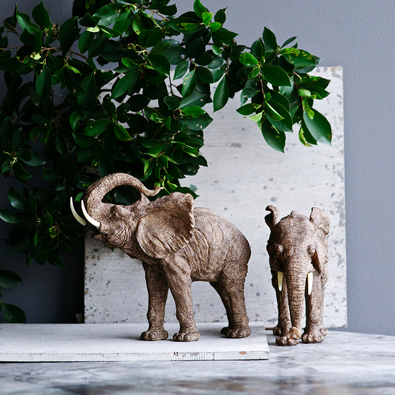 English Elm 15x8x12" Tai Polyresin Elephant Accent Trumpeting – Feng Shui Good Luck Statue, Wisdom & Charm Decor W2078P311859