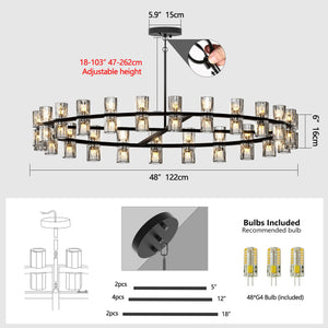 English Elm (L005030-D48-P48B/W1340P310779)48" Modern Luxury Crystal Chandelier For Dining & Living Room - Bulbs Included! W1340P310779