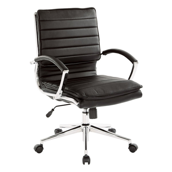 OSP Home Furnishings Mid Back Faux Leather Manager Chair with Lumbar Support and Pneumatic Height Control SPX23591C-U6