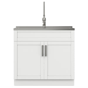 English Elm Hennessy Shaker Cabinet Utility Sink Stainless Steel Basin Laundry Room Setup B136P427215