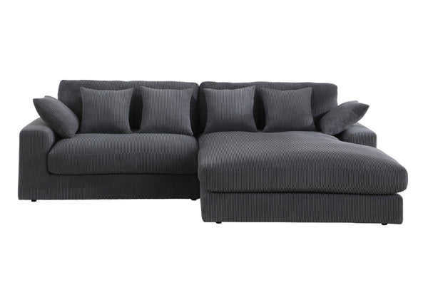English Elm Astra Reversible Corduroy Sectional Sofa with Chaise Six Pillows Living Room B2749S00233