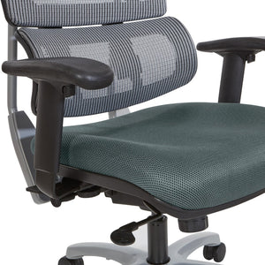 OSP Home Furnishings Vertical Mesh Back Ergonomic Manager Chair with Lumbar Support and Polished Base Silver 99666S-2M