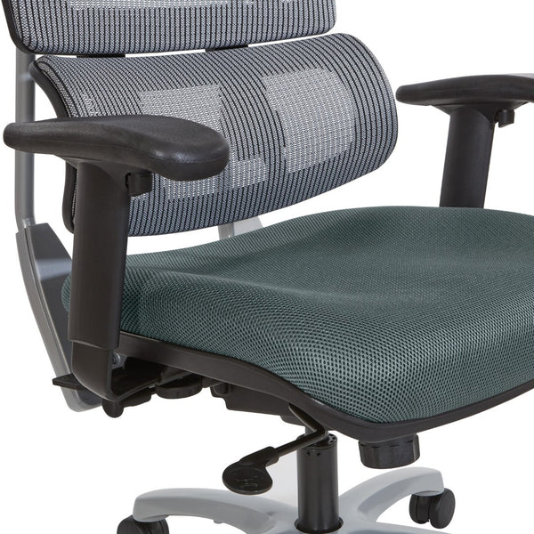 OSP Home Furnishings Vertical Mesh Back Ergonomic Manager Chair with Lumbar Support and Polished Base Silver 99666S-2M