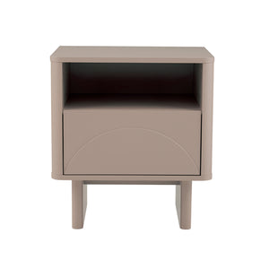 English Elm Ella Modern 20" Nightstand with Sled Legs, Open Shelf & Handle-Free Drawer — Sleek Safe Design Mocha B365P398135