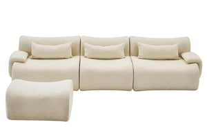 English Elm Boneless Curved Sofa with Chaise High Density Foam Three Seat Modern Living Room W3728S00005