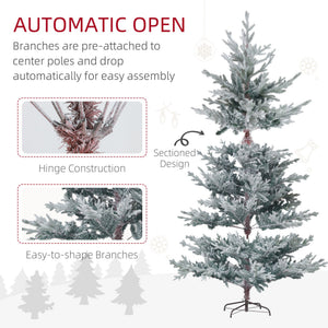 English Elm Homcom 7.5Ft Nordic Pine Snow Flocked Christmas Tree With Easy Assembly & Stable Metal Stand For Holidays W2225P229279