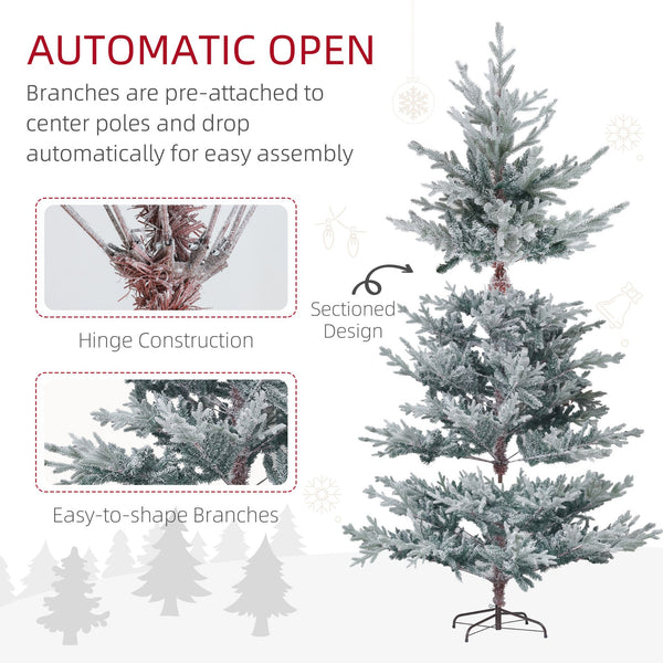 English Elm Homcom 7.5Ft Nordic Pine Snow Flocked Christmas Tree With Easy Assembly & Stable Metal Stand For Holidays W2225P229279
