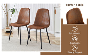 English Elm 1 Stylish Rectangular Dining Table With 6 Brown Chairs - Clear Glass Top & Modern Mdf Base Set W1151S04024