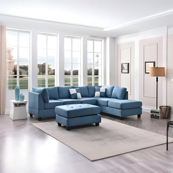 English Elm Malone Aqua Blue Sectional Sofa - Modern Microfiber, Flexible & Comfortable Living Room Seating B078S00062