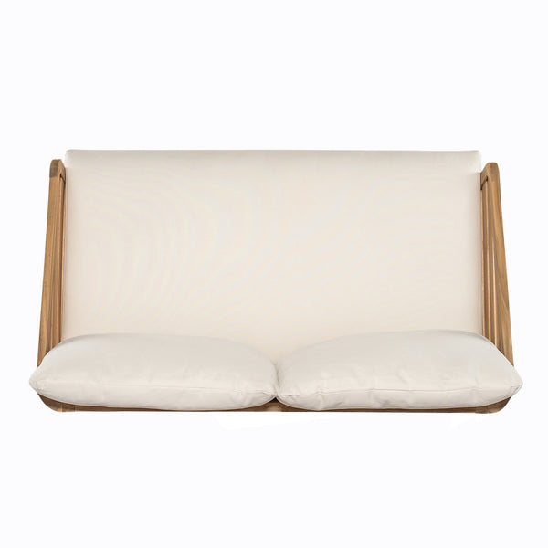 English Elm Christopher Knight Home® - Royal Acacia Wood 4-Piece Patio Chat Set with Teak Finish, Water-Repellent Beige Cushions, Durable N773OC00029B