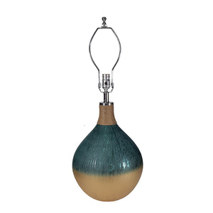 English Elm D16x28.5" Glass Table Lamp — Colorful Round Plug-In LED Accent Lamp with Drum Shade for Entryway W2078P324065