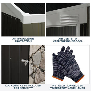 English Elm Outsunny 4' X 6' Lean-To Metal Storage Shed With Lockable Door & Vents For Secure Outdoor Organization W2225P174116-GIGA